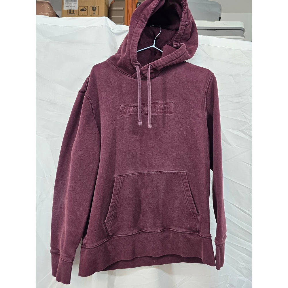 American Eagle Mens Burgundy‎ Pullover Hoodie Sweatshirt Size Medium